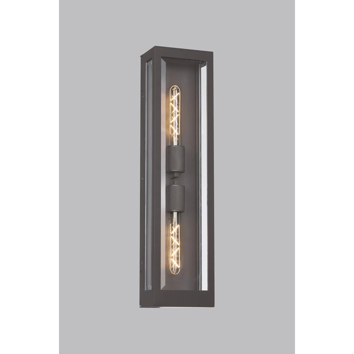 Regent Stenay 609mm 2 Light IP54 Flush Wall Light in Anthracite with Clear Glass