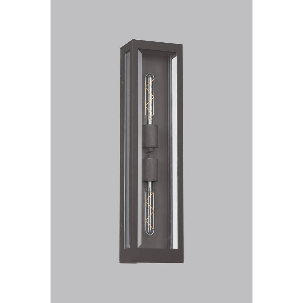 Regent Stenay 609mm 2 Light IP54 Flush Wall Light in Anthracite with Clear Glass