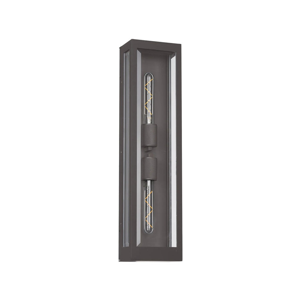 Regent Stenay 609mm 2 Light IP54 Flush Wall Light in Anthracite with Clear Glass