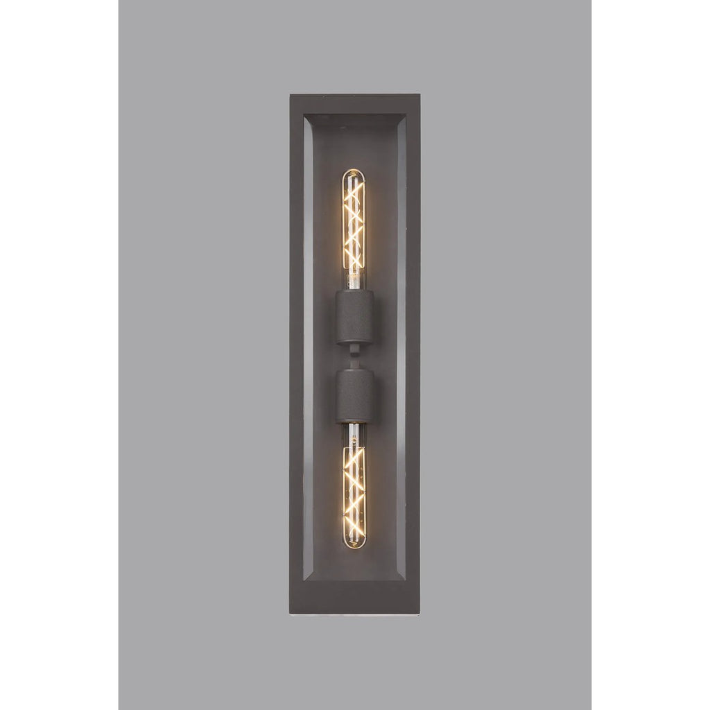 Regent Stenay 609mm 2 Light IP54 Flush Wall Light in Anthracite with Clear Glass