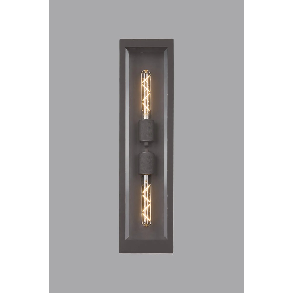 Regent Stenay 609mm 2 Light IP54 Flush Wall Light in Anthracite with Clear Glass