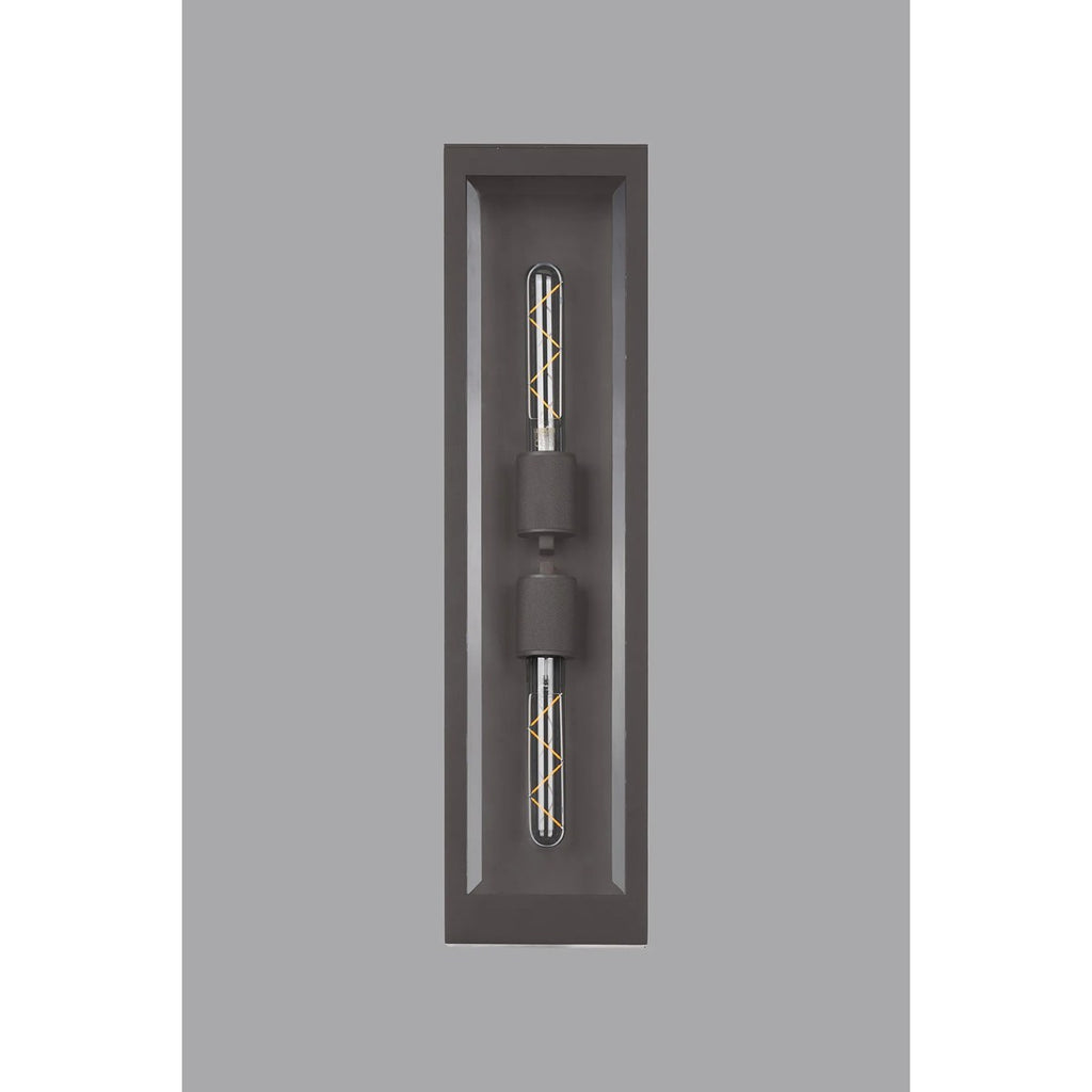Regent Stenay 609mm 2 Light IP54 Flush Wall Light in Anthracite with Clear Glass