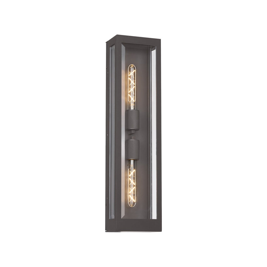 Regent Stenay 609mm 2 Light IP54 Flush Wall Light in Anthracite with Clear Glass