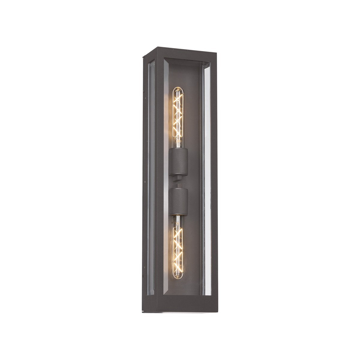 Regent Stenay 609mm 2 Light IP54 Flush Wall Light in Anthracite with Clear Glass