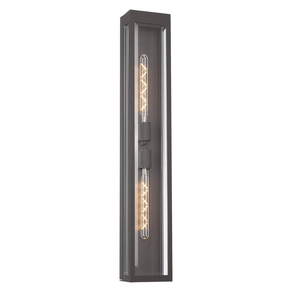 Regent Stenay 915mm 2 Light IP54 Flush Wall Light in Anthracite with Clear Glass