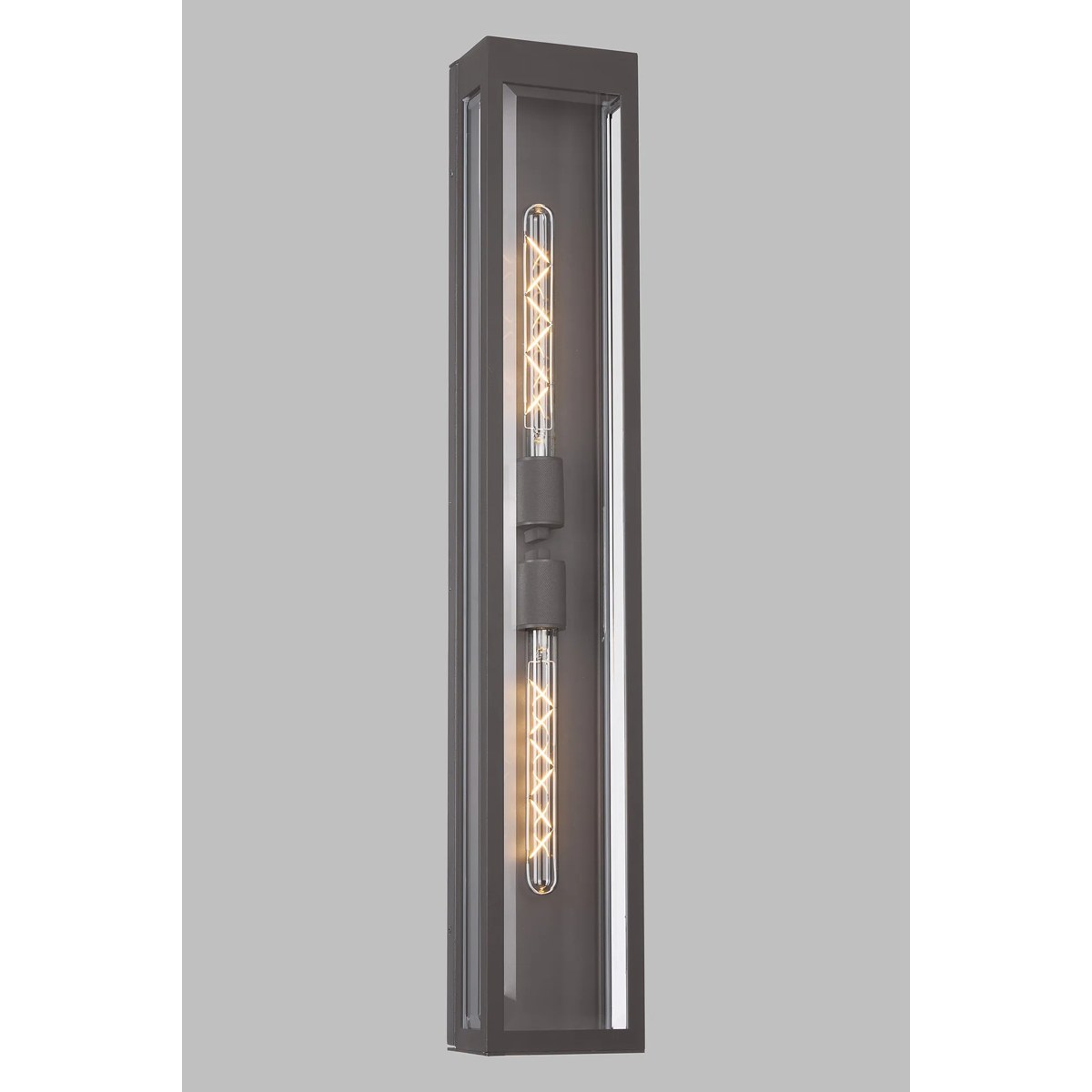 Regent Stenay 915mm 2 Light IP54 Flush Wall Light in Anthracite with Clear Glass