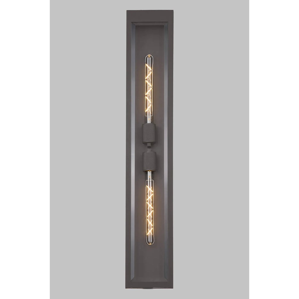 Regent Stenay 915mm 2 Light IP54 Flush Wall Light in Anthracite with Clear Glass