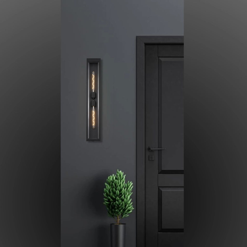 Regent Stenay 915mm 2 Light IP54 Flush Wall Light in Anthracite with Clear Glass