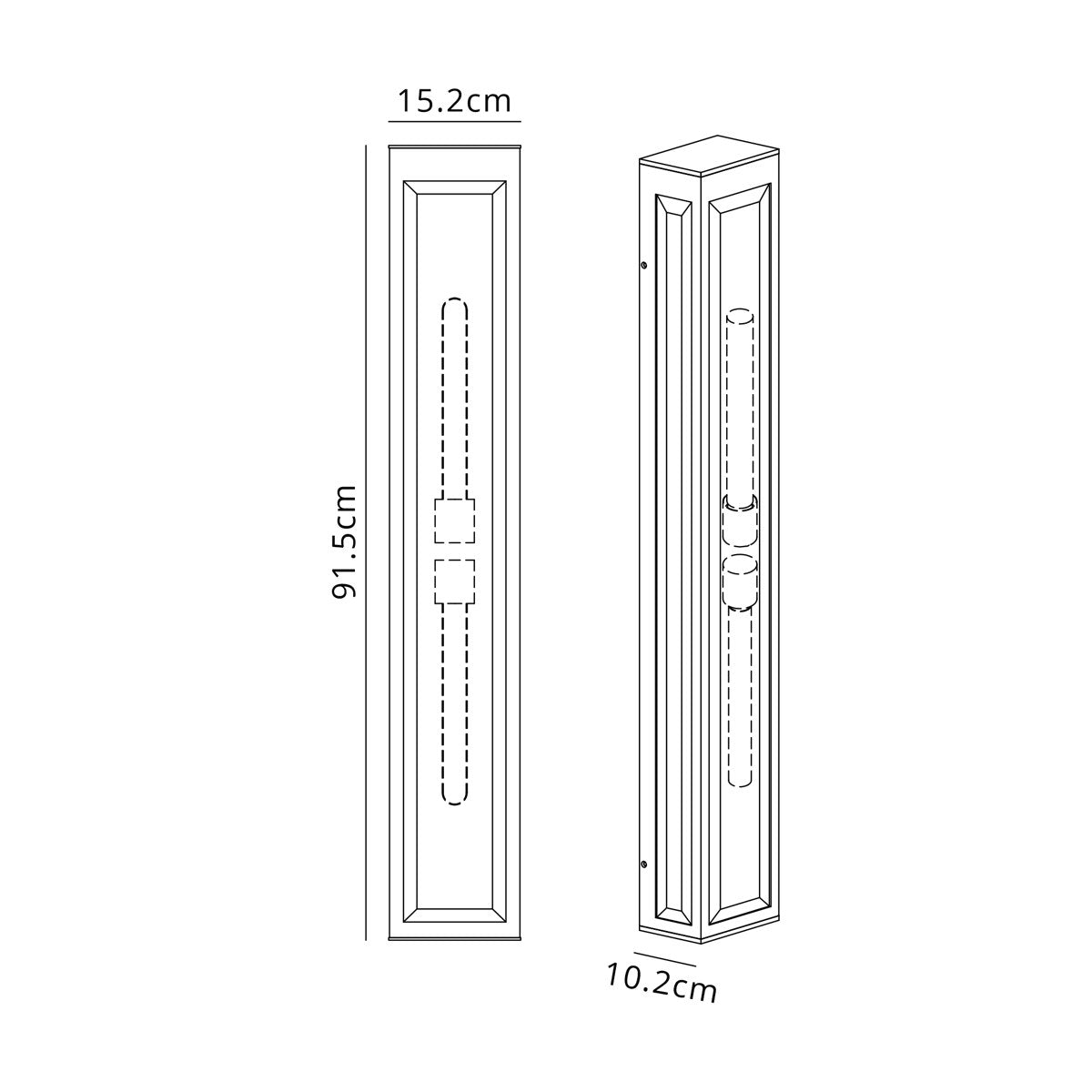 Regent Stenay 915mm 2 Light IP54 Flush Wall Light in Anthracite with Clear Glass