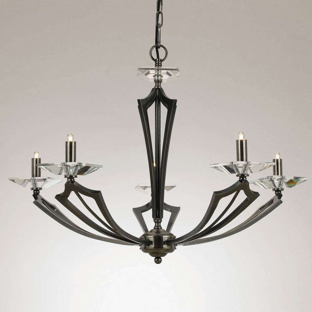 Novena Capreno 5 Light Art Deco Pendant Light Gunmetal