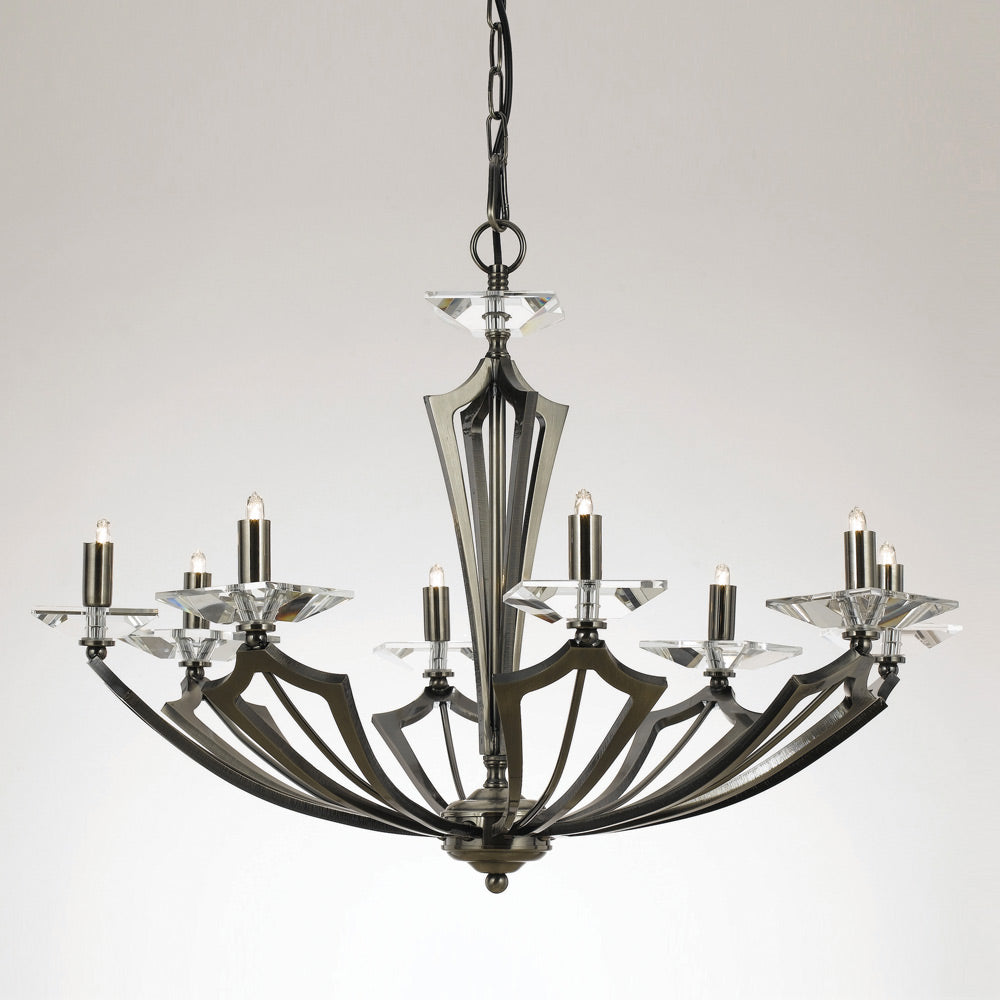 Novena Capreno 8 Light Art Deco Pendant Light Gunmetal