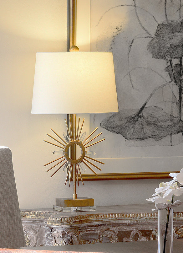 Gilded Nola Sun King Table Lamp in Distressed Gold