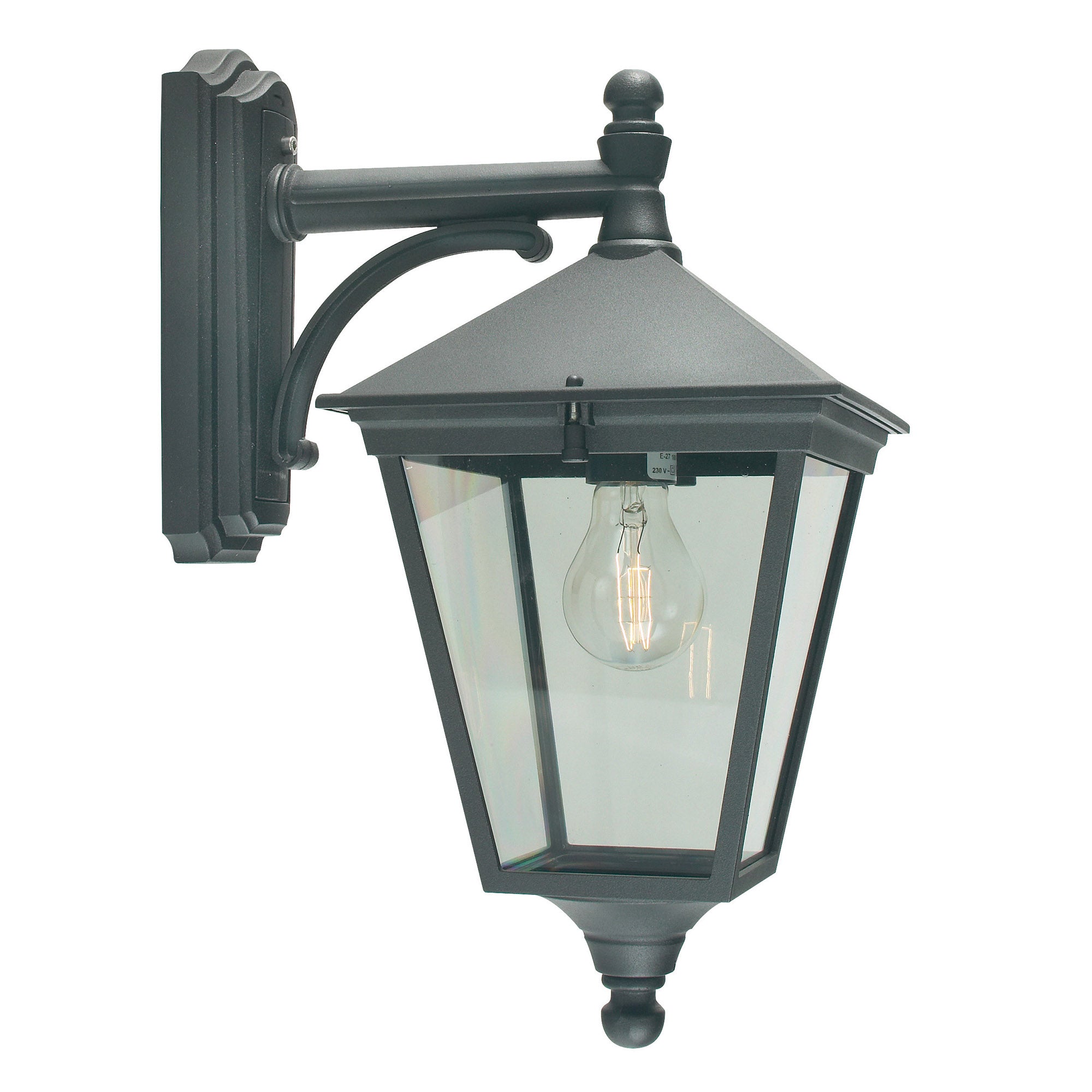 Norlys Turin Outdoor Down Wall Lantern in Black