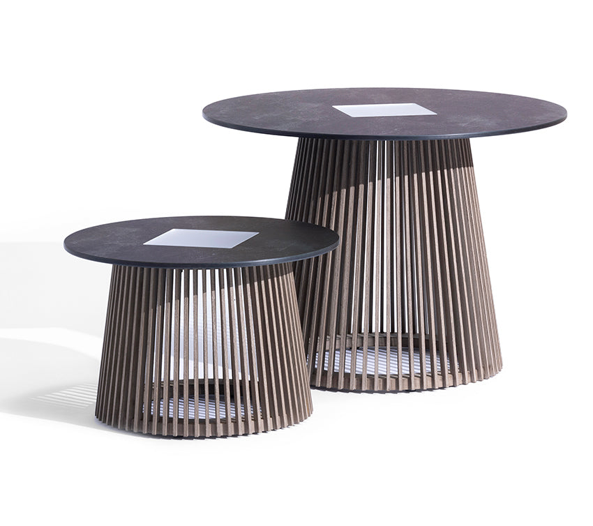 Tecka 500lm Solar Low Table 70 cm - Duratek Teak with Slate HPL Top