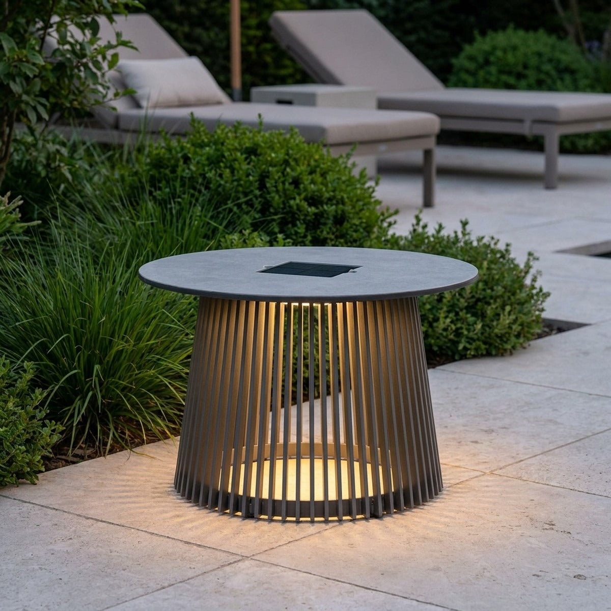 Halo 500lm Solar Low Table 50 cm - Space Grey Aluminium with Grey Ceramic HPL Top