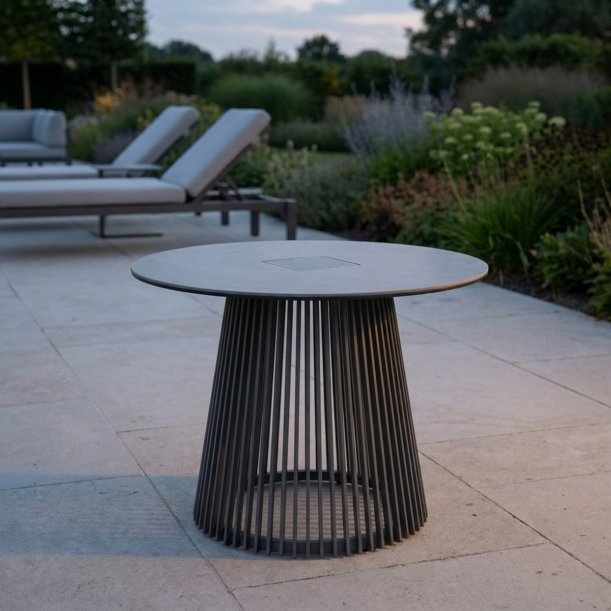 Halo 500lm Solar Low Table 70 cm - Space Grey Aluminium with Grey Ceramic HPL Top
