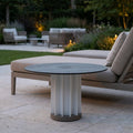Teckalu 500lm Solar Low Table 70 cm - Duratek Teak Base, Slate HPL Top with Black Aluminium Slats