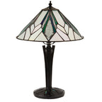 Interiors 1900 Astoria Tiffany Small Table Lamp in Black with Iridised Glass Inserts