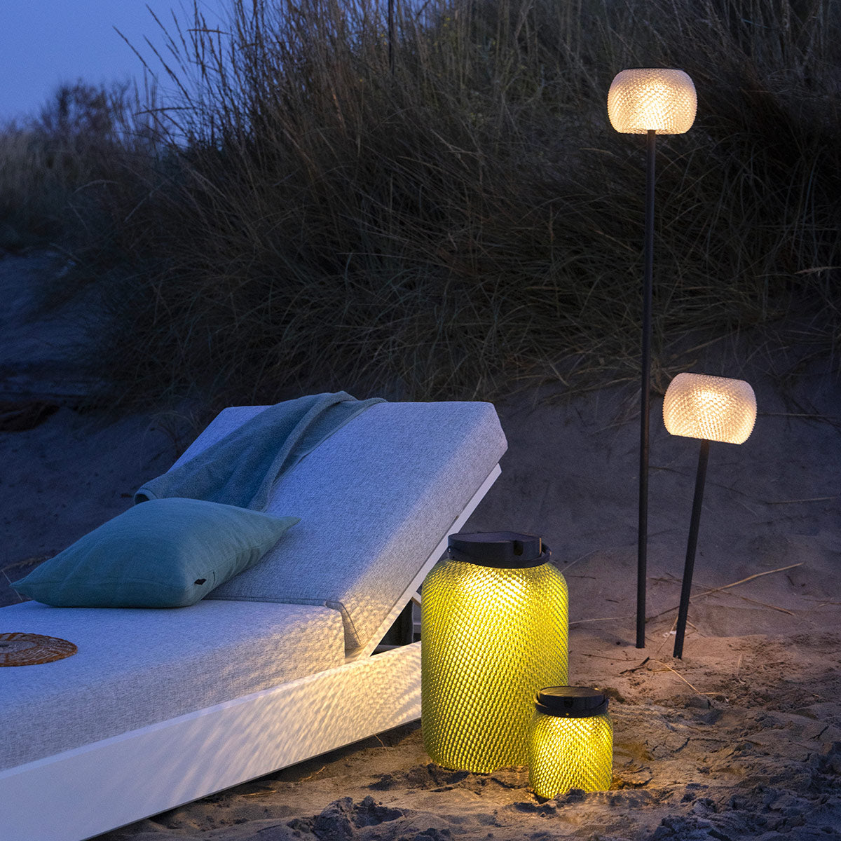 Lolie 300lm Solar Lantern 47.5 cm - Olive Translucent Recycled PETG with Black Aluminium