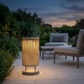 Rop and Strip 500lm Solar Lantern 58 cm - Teak Duratek, Muscade Aluminium and Beige Woven Rope with Granite Base