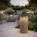 Rop and Strip 500lm Solar Lantern 40 cm - Teak Duratek, Muscade Aluminium and Beige Woven Rope