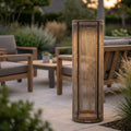 Rop and Strip 500lm Solar Lantern 90 cm - Duratek Teak, Muscade Aluminium with Beige Rope, Granite Base