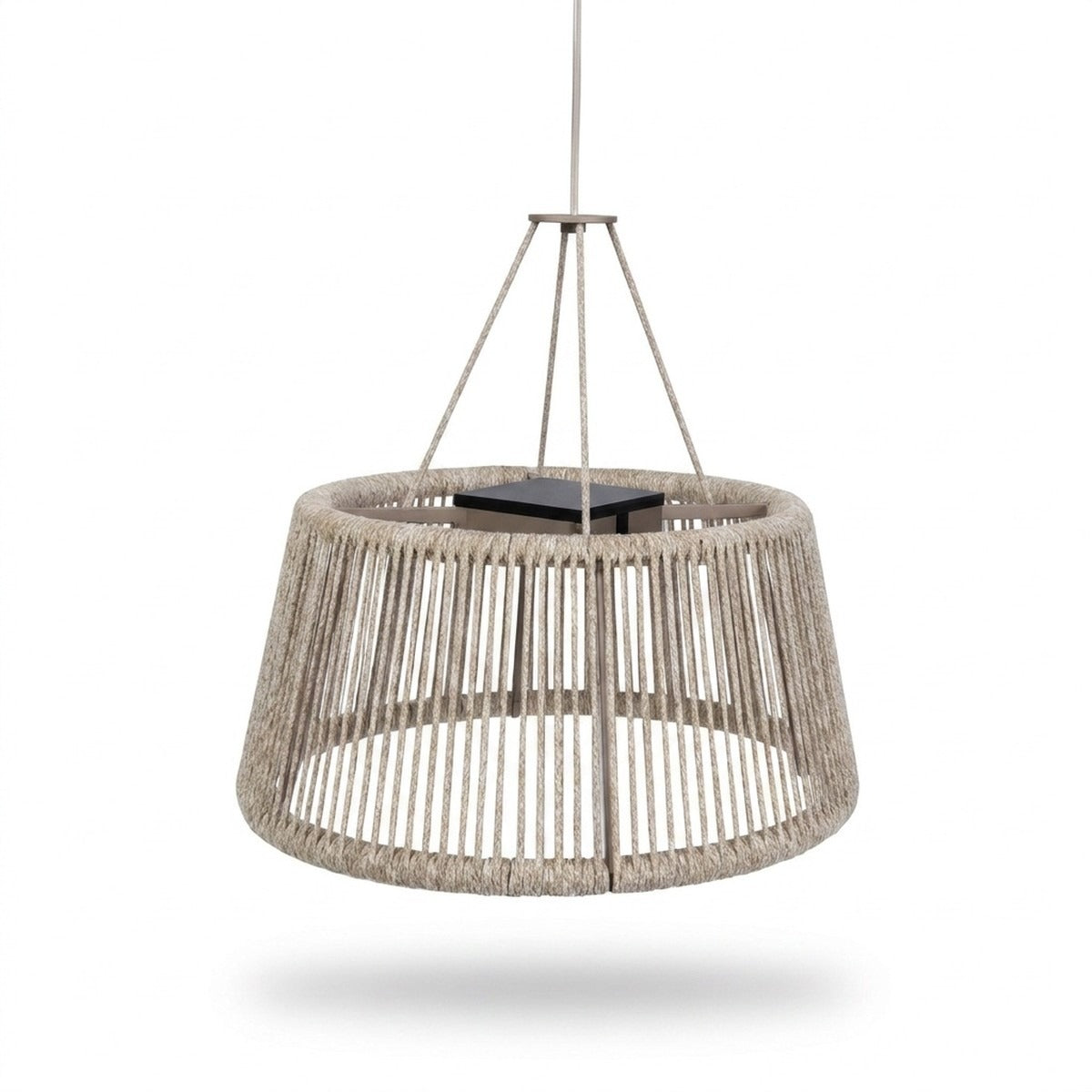 Rop and Strip 500lm Solar Lampshade 50 cm - Nutmeg Aluminium with Beige Woven Rope