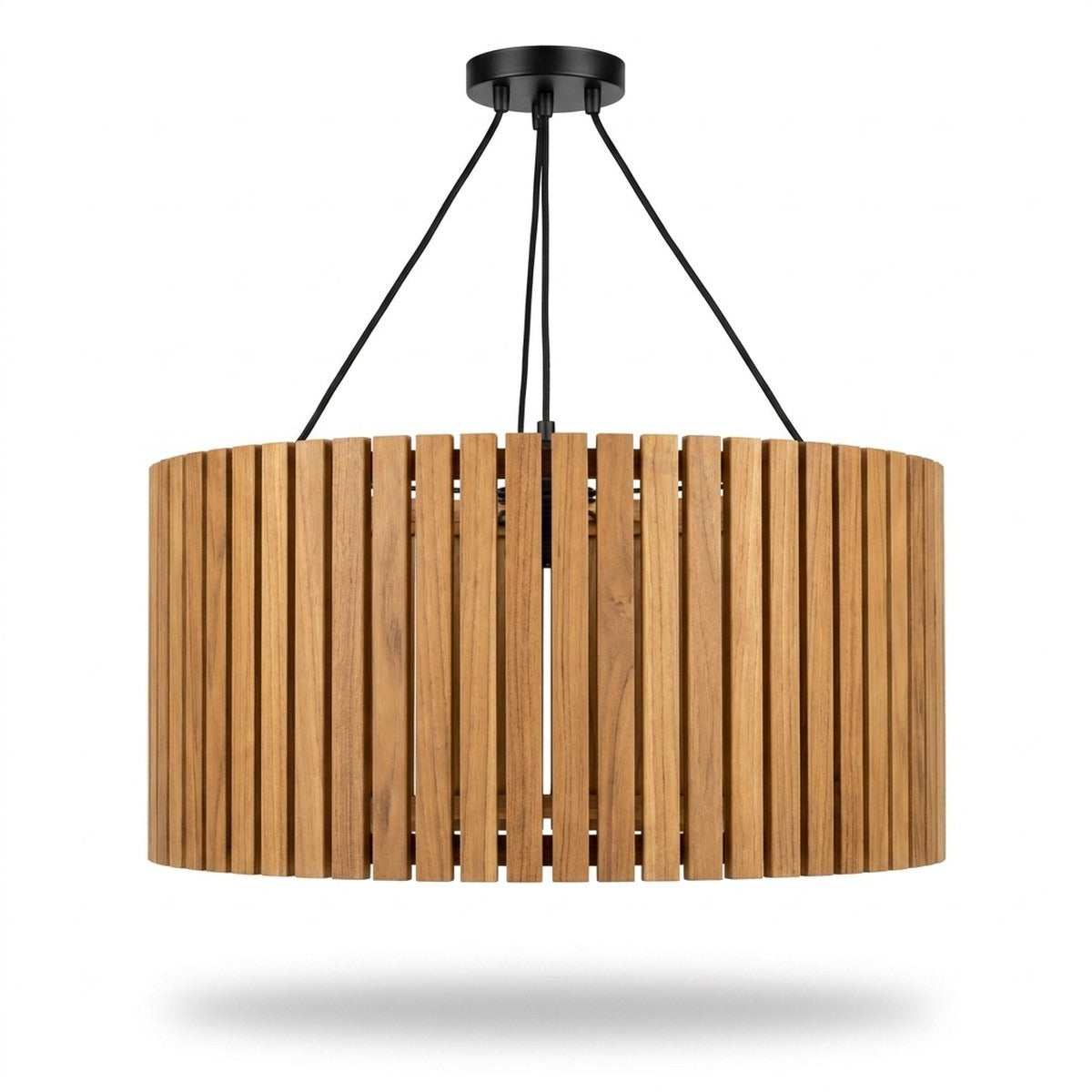 Tecka 500lm Solar Lampshade 45 cm - Teak Duratek with Straight Slats