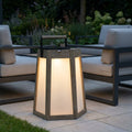 Tecka 500lm Solar Lantern 39 cm - Teak Duratek with Frosted Acrylic Glass and Black Aluminium Handle