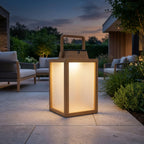 Tradition 300lm Solar Lantern 40 cm - Teak with Frosted Acrylic Glass