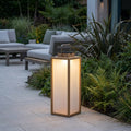 Tradition 300lm Solar Lantern 65 cm - Teak with Frosted Acrylic Glass