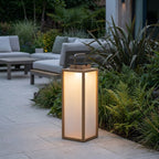 Tradition 300lm Solar Lantern 65 cm - Teak with Frosted Acrylic Glass