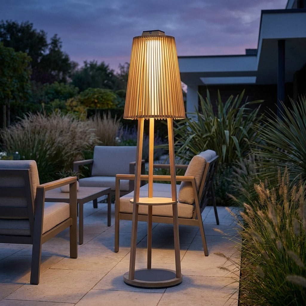 Tecka 500lm Solar Lamppost - Teak H 182 cm
