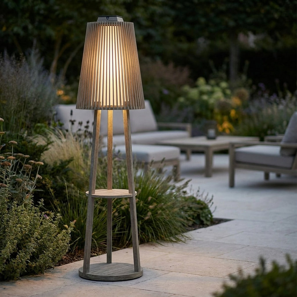 Tecka 500lm Solar Lamppost - Teak Duratek H 182 cm