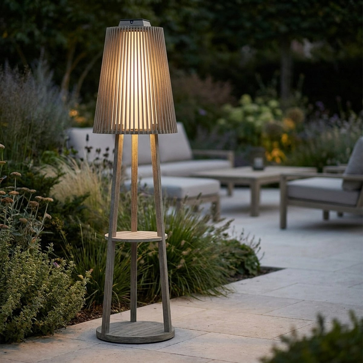 Tecka 500lm Solar Lamppost - Teak Duratek H 182 cm