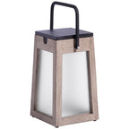 Tecka 300lm Solar Lantern 25 cm - Teak Duratek with Frosted Acrylic Glass and Black Aluminium Handle