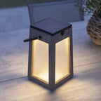 Tecka 300lm Solar Lantern 25 cm - Teak Duratek with Frosted Acrylic Glass and Black Aluminium Handle