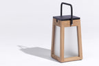 Tecka 300lm Solar Lantern 25 cm - Teak with Frosted Acrylic Glass and Black Aluminium Handle