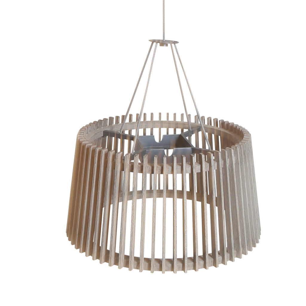Tecka 500lm Solar Lampshade 45 cm - Teak Duratek with Straight Slats