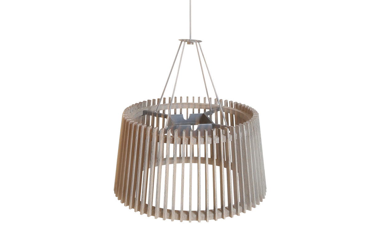 Tecka 500lm Solar Lampshade 45 cm - Teak Duratek with Straight Slats
