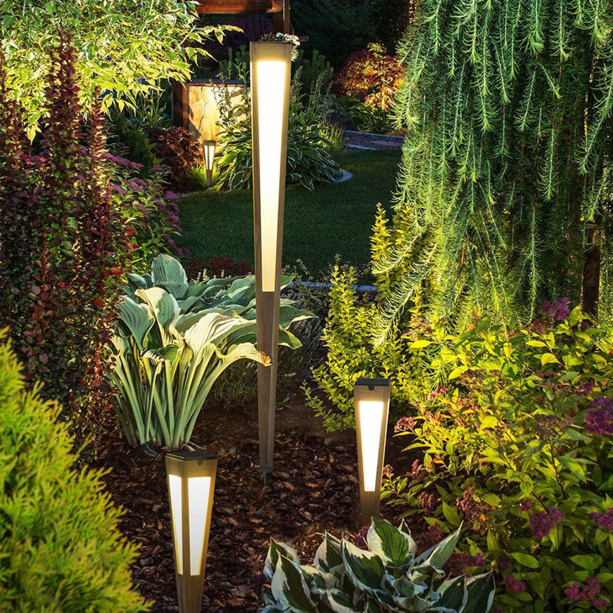 Tecka 500lm Solar Lantern 52 cm - Teak Duratek with Frosted Acrylic Diffuser
