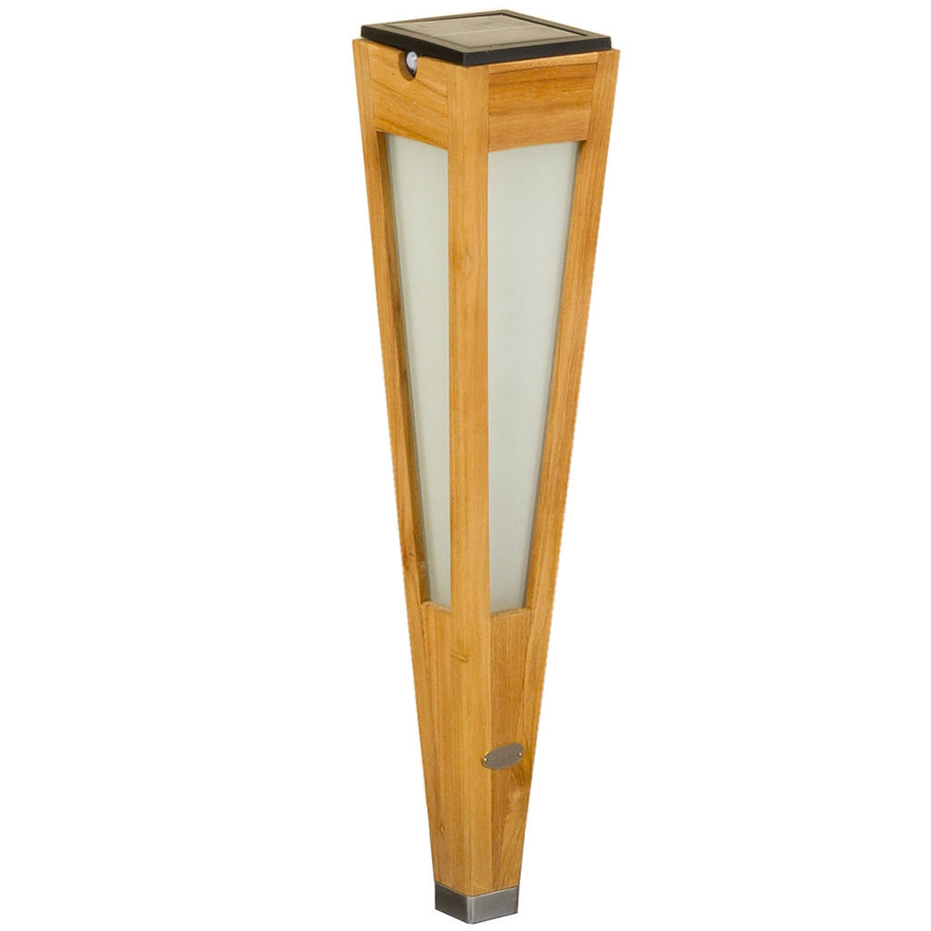 Tecka 500lm Solar Lantern 52 cm - Teak with Frosted Acrylic Diffuser