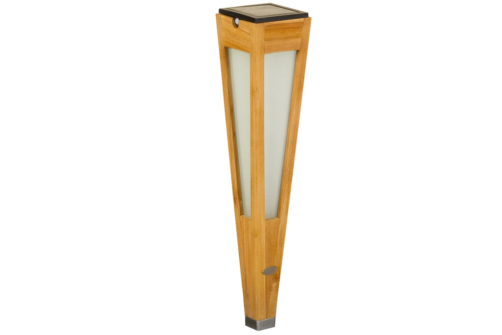 Tecka 500lm Solar Lantern 52 cm - Teak with Frosted Acrylic Diffuser
