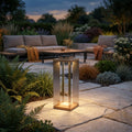 Teckinox 500lm Solar Lantern Small 36.5 cm - Teak with Stainless Steel Slats