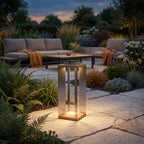 Teckinox 500lm Solar Lantern Small 36.5 cm - Teak with Stainless Steel Slats