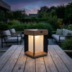 Teckalu 300lm Solar Table Lamp 21 cm - Teak Duratek with Black Aluminium Slats