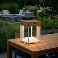 Teckalu 300lm Solar Table Lamp 21 cm - Teak Duratek with White Aluminium Slats
