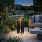 Teckalu 500lm Solar Lantern Small 36.5 cm - Duratek Teak with Black Aluminium Slats