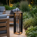 Teckalu 500lm Solar Lantern Large 65.5 cm - Duratek Teak with Black Aluminium Slats
