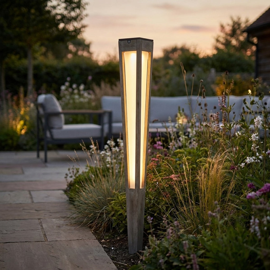 Tecka 500lm Solar Torch 120 cm - Teak Duratek with Frosted Acrylic Diffuser